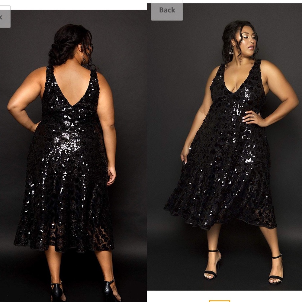 Astra signature 20s cut black sequin dress